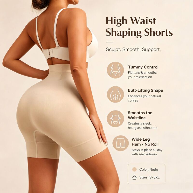 European and American Seamless Three-Section Waist Fitness Shorts for Women, High-Waisted Peach Butt-Lifting Sports Shorts, Tight-Fitting Quick-Drying Yoga Shorts