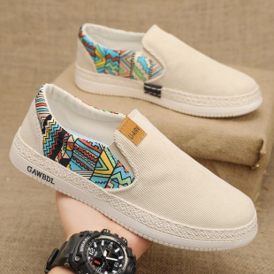 Cloth Shoes Men's 2025 New Summer Breathable Casual Canvas Shoes Thousand-Layer Sole Slip-On Sports Sneakers