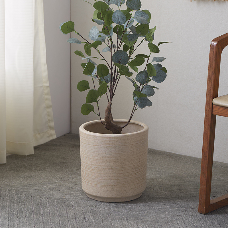 Simple Nordic boca redonda maceta de cerámica piso grande planta verde Decoración Oficina en casa transpirable práctico maceta Decoración