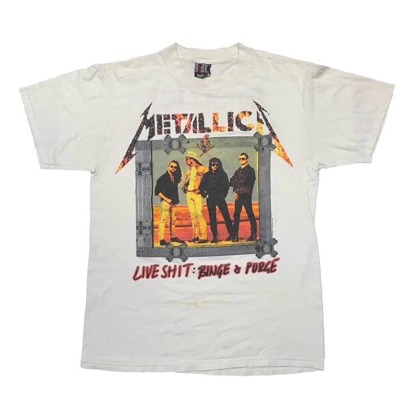 80's Metallica metal band rock skull European and American style retro Vintage high street short sleeve t-shirt