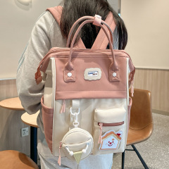新商品卸売り小衆デザイン感女子カジュアルランドセル韓系ins風衝突色大容量コンピュータバックパック