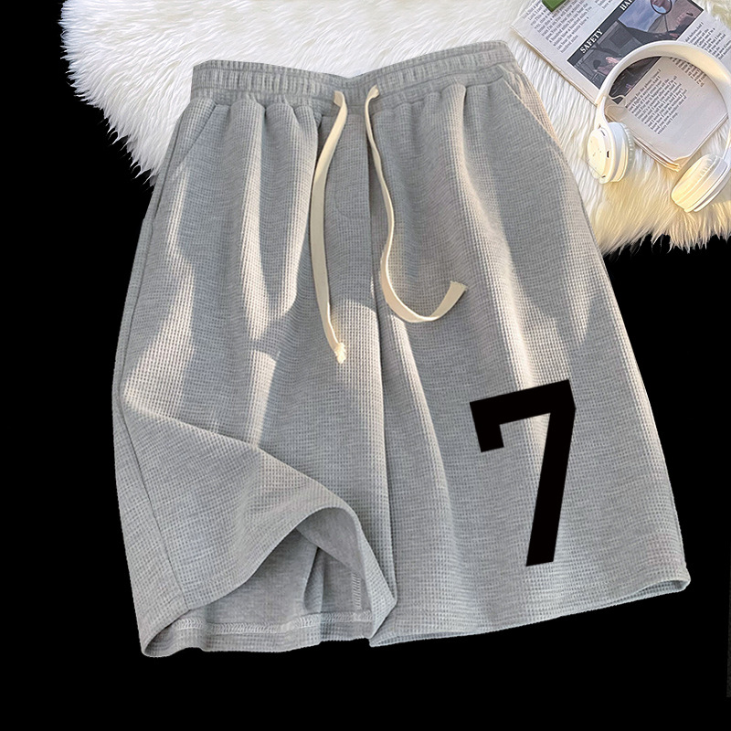 Ventas directas de la fábrica de los hombres waffle shorts High Street Loose Pantalones deportivos de pareja simple nuevos pantalones cortos