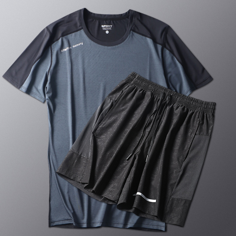 Ropa de fitness para hombres de verano delgada hielo rápido secado ropa de correr suelta juego de baloncesto camiseta transpirable de manga corta