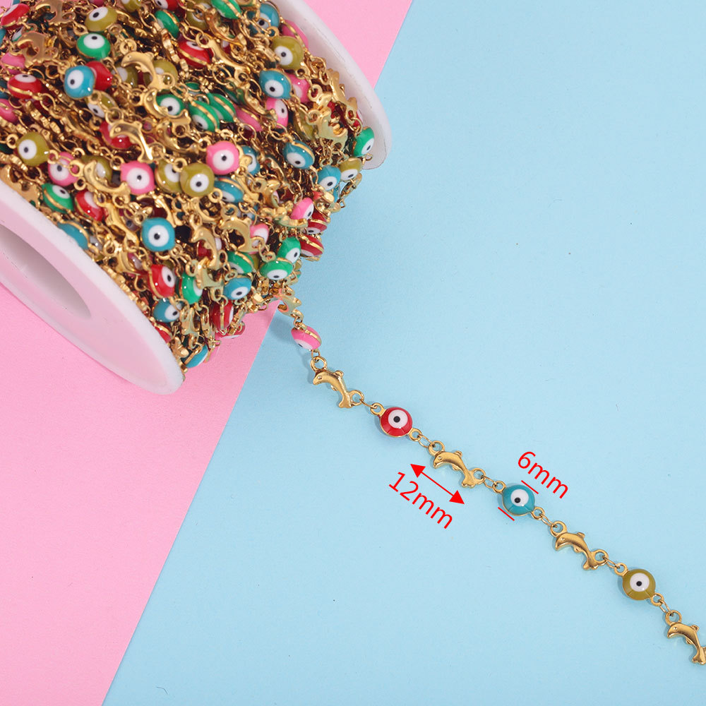 Acero inoxidable aceite goteo cadena hecha a mano DIY Ojo del Diablo oro real galvanoplastia joyería accesorios titanio acero collar cuerda pulsera