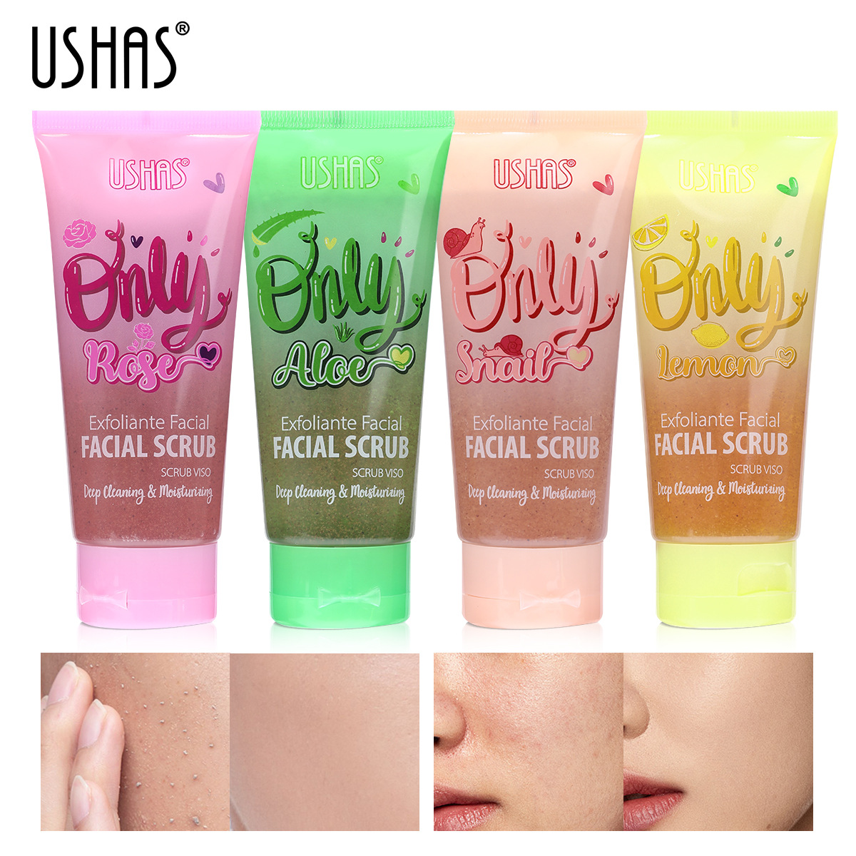 Exfoliante corporal de frutas USHAS, éxito de ventas transfronterizo, para masaje, limpieza de la piel y cuidado, sal de baño HA343