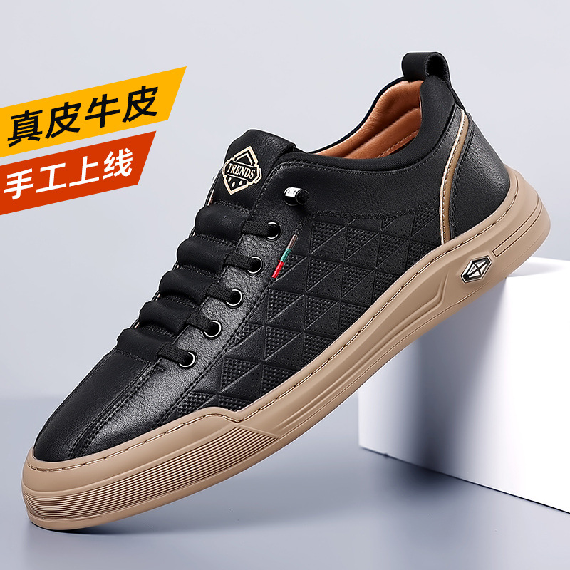 Zapatillas de deporte piel de vaca de verano para hombre, versión coreana de todo fósforo, tendencia transpirable, zapatos de hombre sin cordones, zapatos casuales de hombre deportivo al por mayor