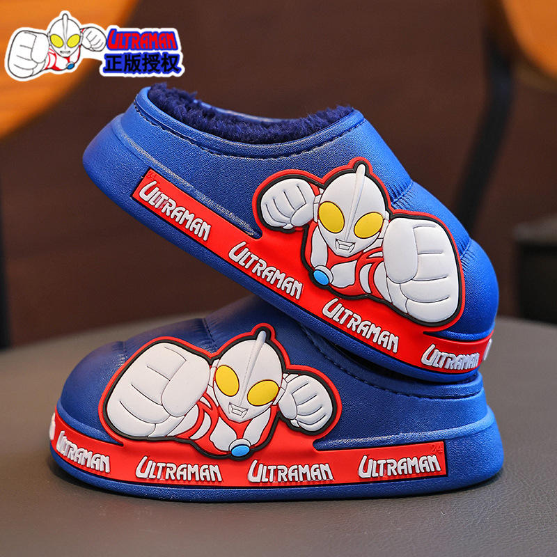 Altman otoño y invierno zapatillas de algodón para niños calentamiento de lana impermeable en el hogar para niños mayores zapatos de talón de algodón