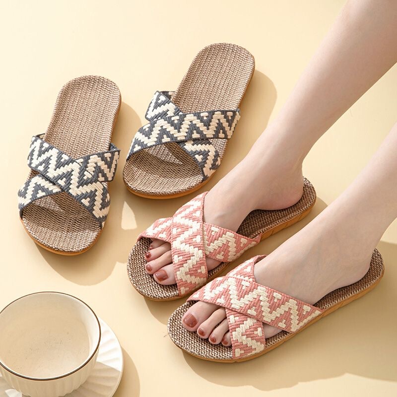 Four Seasons Cotton Linen Slippers Wooden Floor Wear-resistant EVA Couple Men's and Women's Basin Floor Indoor Home Slippers Four Seasons Cotton Linen Slippers Wooden Floor Wear-resistant EVA Couple Men's and Women's Basin Floor Indoor Home Slippers