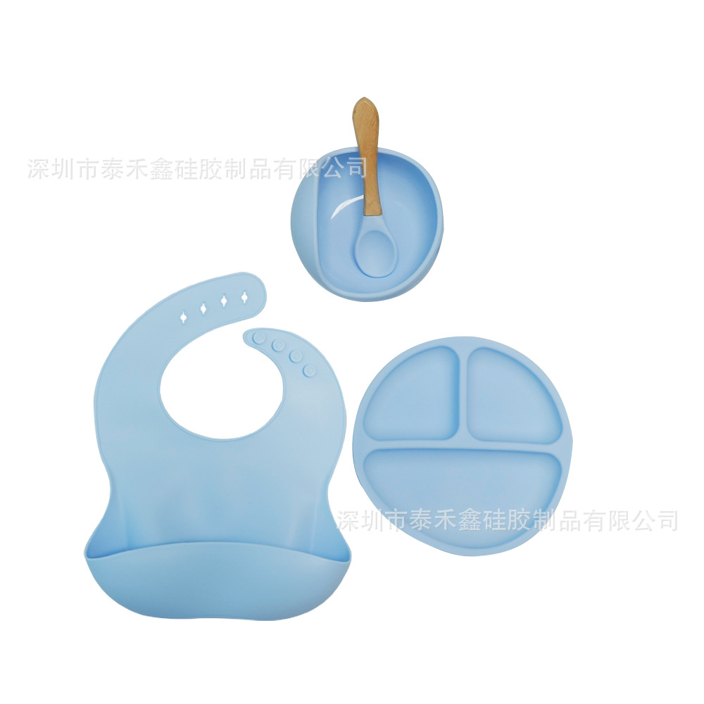  Set de vajilla infantil de silicona, 10 piezas, incluye plato, tazón, cubiertos y babero, ideal para bebés