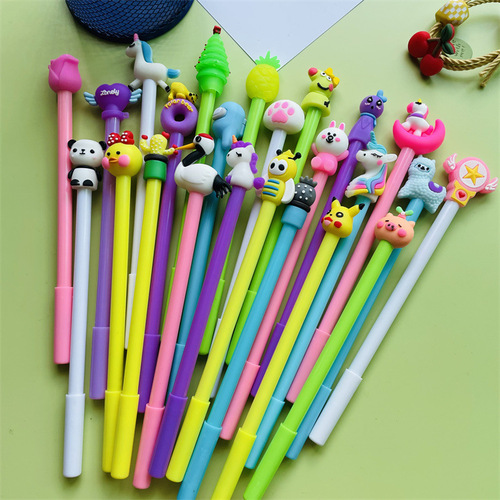 Korean-style cartoon neutral pen, internet-famous and adorable girly neutral pen—sleek black design, perfect for students in a fresh, modern style.