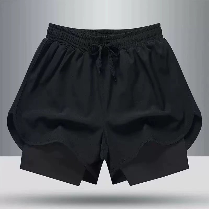 Спортивные шорты для зала, брюки, двуслойный комплект для тренировки, защитное белье для баскетбола, американский стиль, для бега