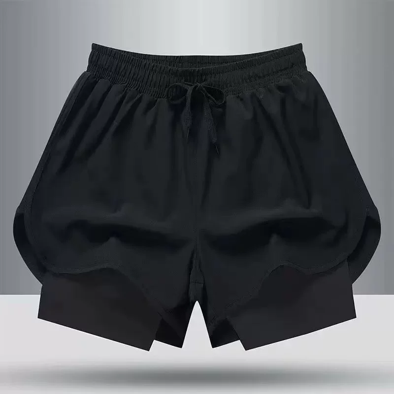 Спортивные шорты для зала, брюки, двуслойный комплект для тренировки, защитное белье для баскетбола, американский стиль, для бега
