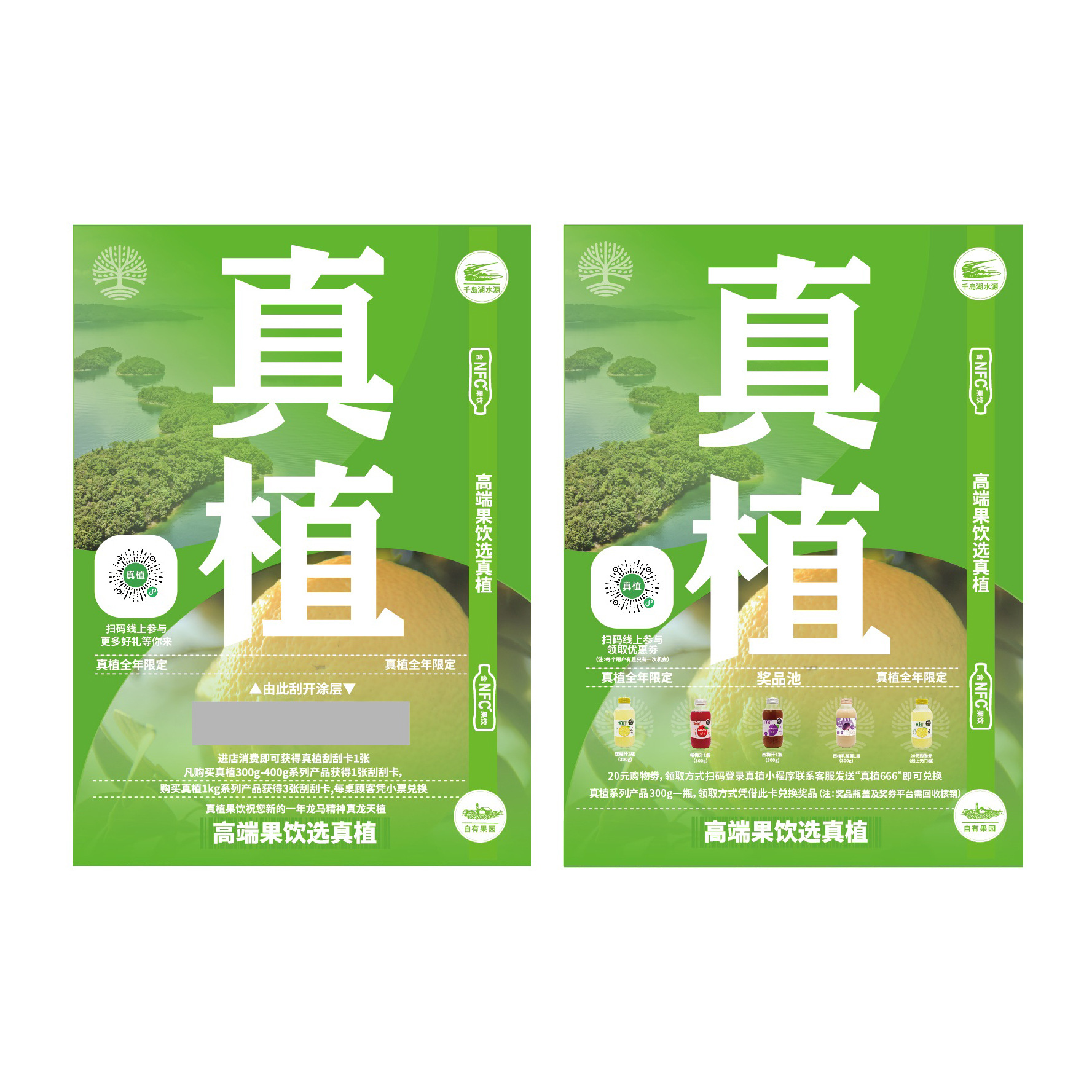 과즙 음료 스크래치 카드