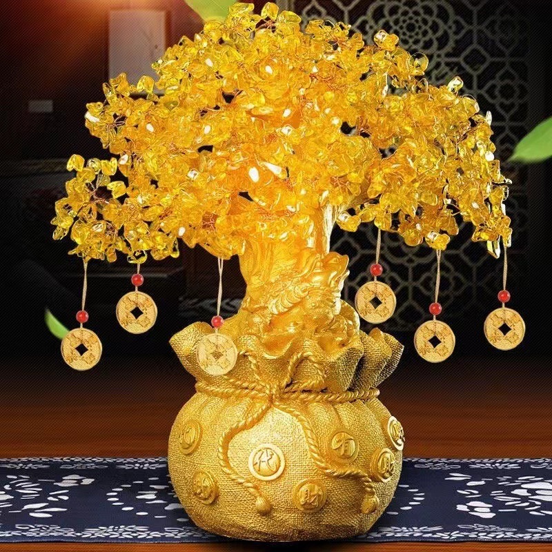 Citrine Money Tree Money Tree Ornament Crystal Ornament Bring in Wealth and Treasure Tree Crystal Tree Bring in Wealth and Treasure Ornament Crystal Ornament