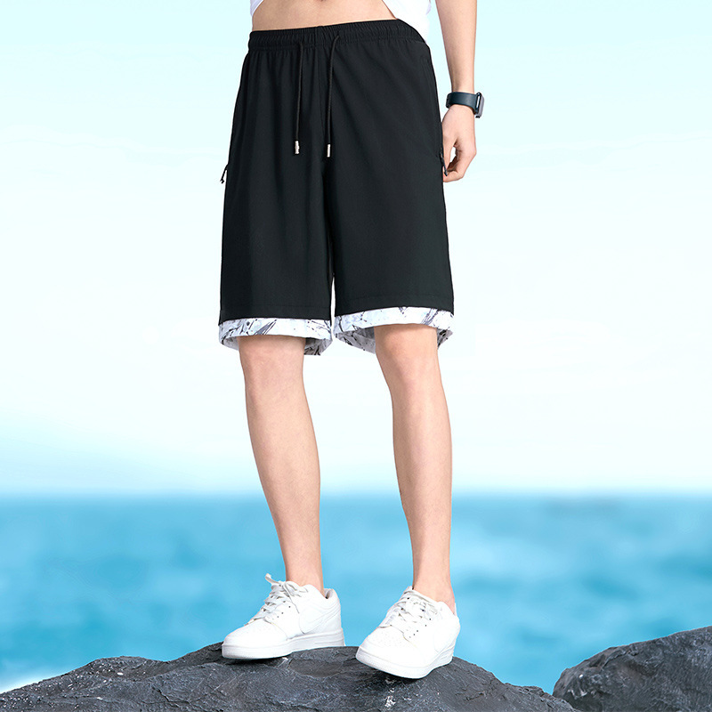 Trendy Fake Two-Piece Men's Shorts 2025 Summer Cool Breathable Casual Pants New Fashion Versatile Sports Pants