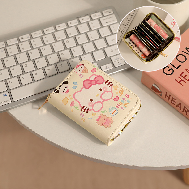 Cartoon multi tarjeta de gran capacidad mini cartera encantadora tarjeta de visita tarjeta de identificación tarjeta de licencia de conducir cubierta para mujeres