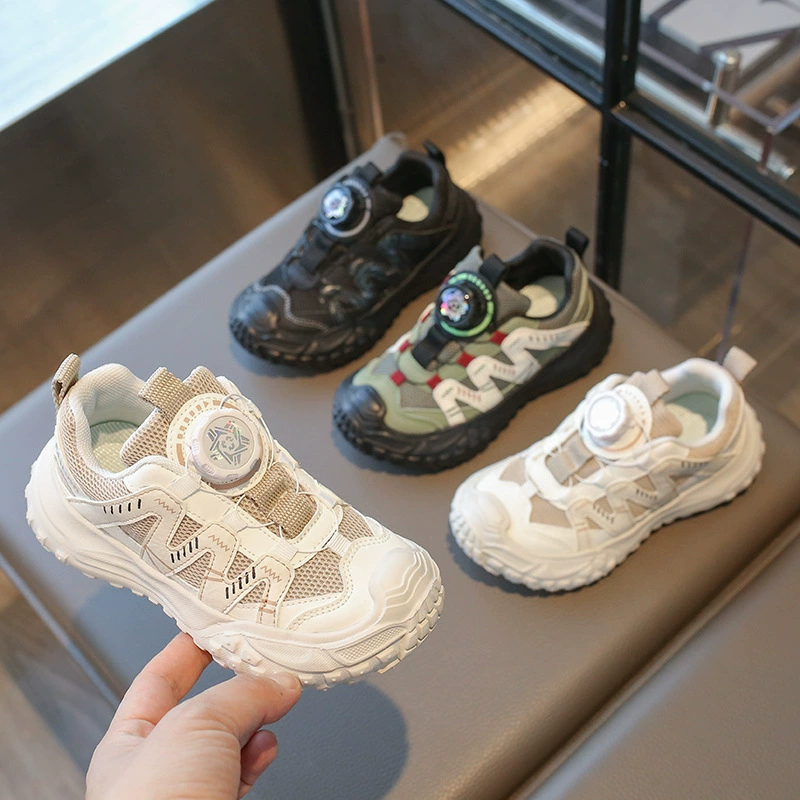 Обувь для мальчиков нескользящая дышащая спортивная обувь для мальчиков 2025 новая обувь для мальчиков с вращающейся застежкой детская беговая обувь