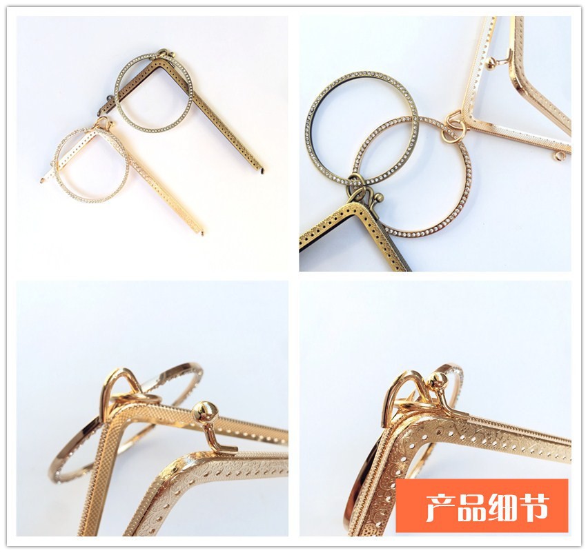 18.5cm en forma de L empujado diamantes brazalete oro con brazalete oro bronce oro ligero