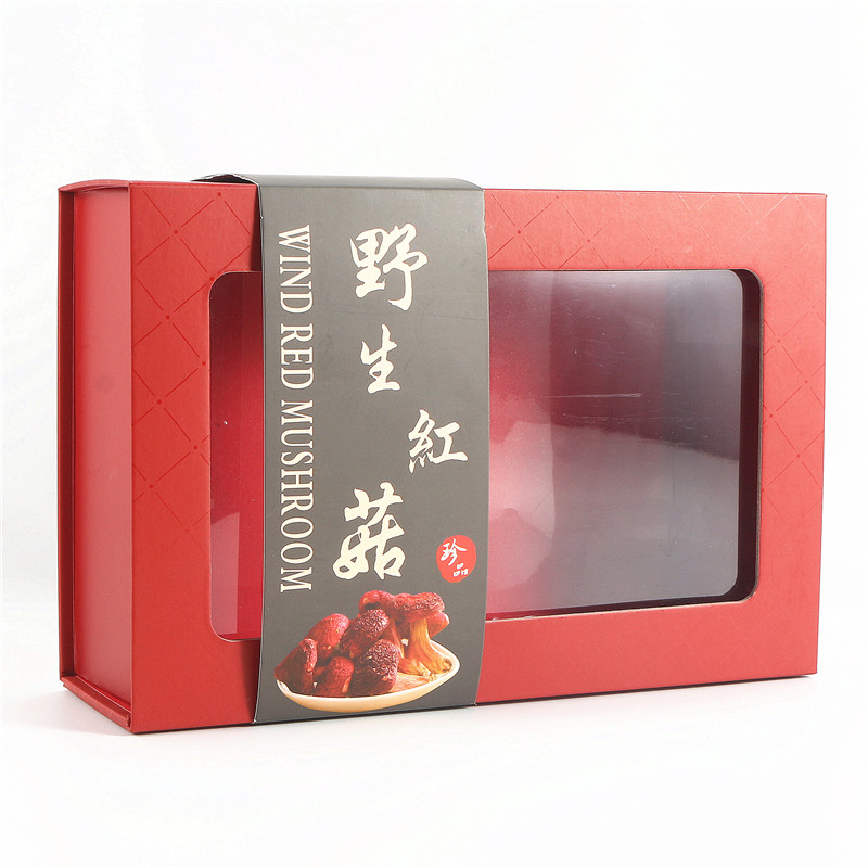 Nueva caja de embalaje de hongos rojos salvajes 250g 500g caja de regalo de hongos rojos bolsa de apoyo