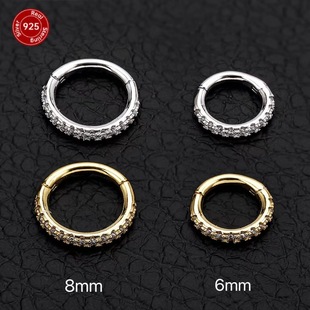Hot New S925 Sterling Silver Zircon Nose Ring European and American Piercing Jewelry Open Earrings Nose Stud Human Piercing Nose Ring