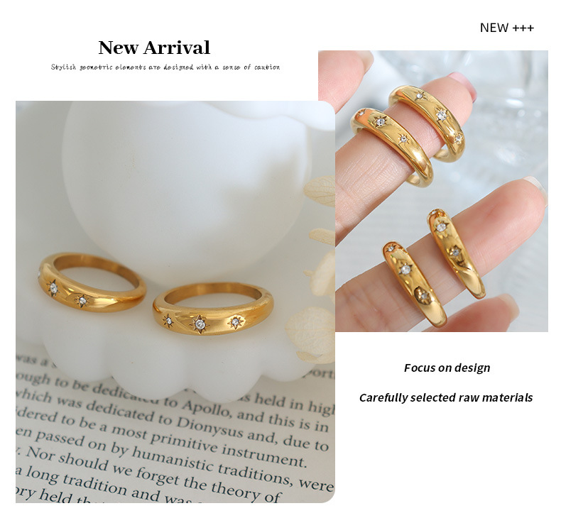 Fashion Star Titanium Steel Plating Inlay Zircon Rings display picture 3