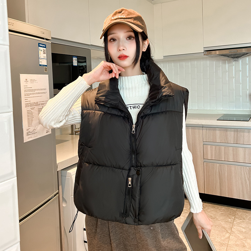 2025 nuevo chaleco de algodón coreano invierno corto engrosado chaqueta de pluma suelta ultra moda sensación de moda clip de caballo image 3