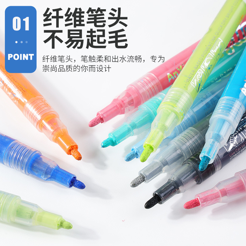 Personalizado acrílico marcador pincel puede etiquetar la producción de pincel pintado pincel acuoso acuarela pincel de cerámica para niños graffiti