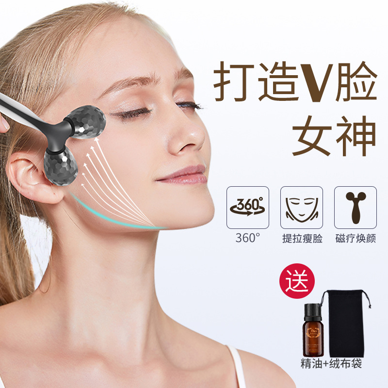 Roller facial dispositivo de belleza de doble cabeza de rodillo de elevación de V-facial compactación manual de extracción de tendones de ojos Herramientas de belleza facial