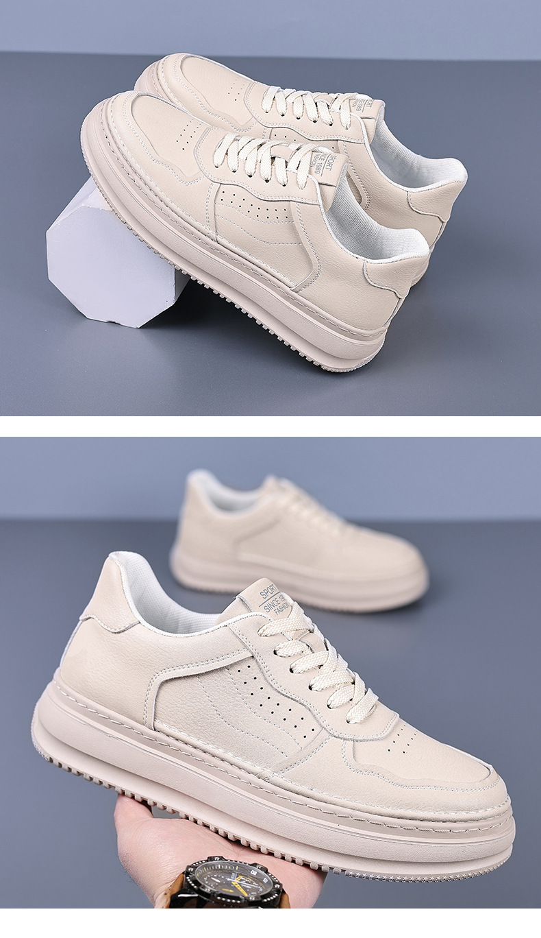 Chaussures blanches 2025, nouvelle édition coréenne, chaussures de sport et de loisirs en cuir pour hommes, jeunes, mode et loisirs, collection tendance une pièce pour cheveux_voghion.com