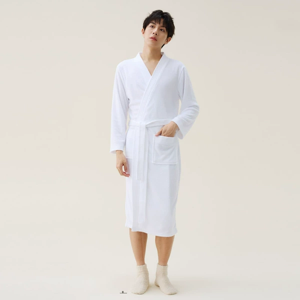 White towel, long-sleeve, bathrobe