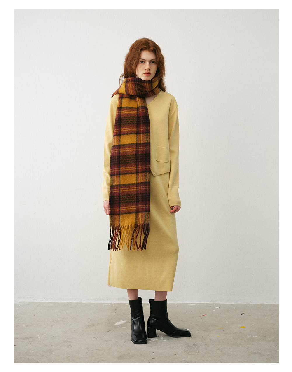 Kaschmirschal Kariert Im Retrodesign Für Damen Winterweiches Tuch_voghion.com