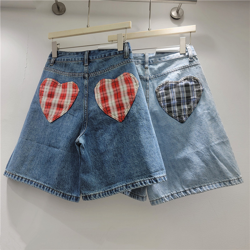 Pantalones Cortos Vaqueros de Cinco Puntos de Poliéster y Mezclilla De Cintura Alta, Con Bolsillos, Efecto Desgastado