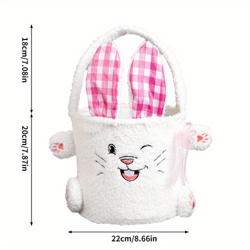 Easter Basket Rabbit Candy Bag Plush Soft and Glutinous Storage Basket Cartoon Children's Storage Bucket Easter Decoration