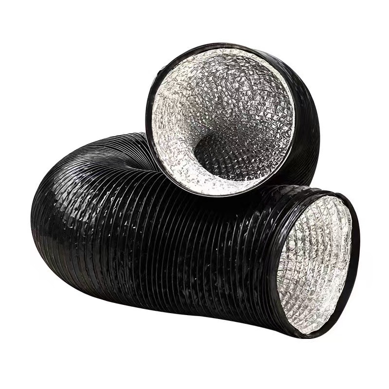 批发黑色伸缩风管 吸尘管PVC复合管  油烟机排风管 PVC铝箔通风管