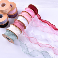 Wholesale fishtail yarn ribbon 4cm flower packaging diy strap overlay wavy yarn ribbon gift bouquet baking decoration