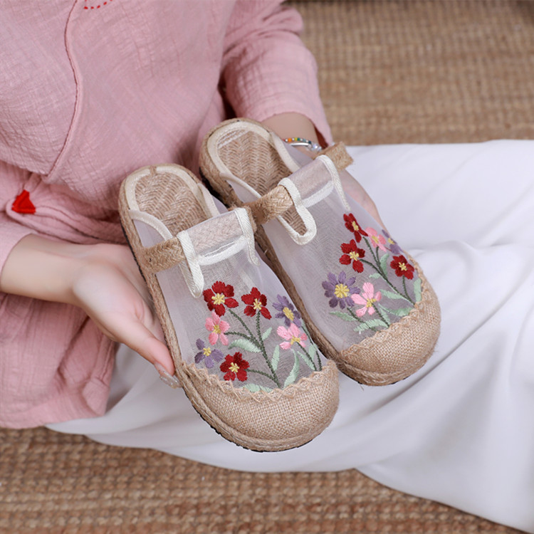 ins潮鞋网红2023新款手工编织网鞋直播带货爆款透气一脚蹬女拖鞋