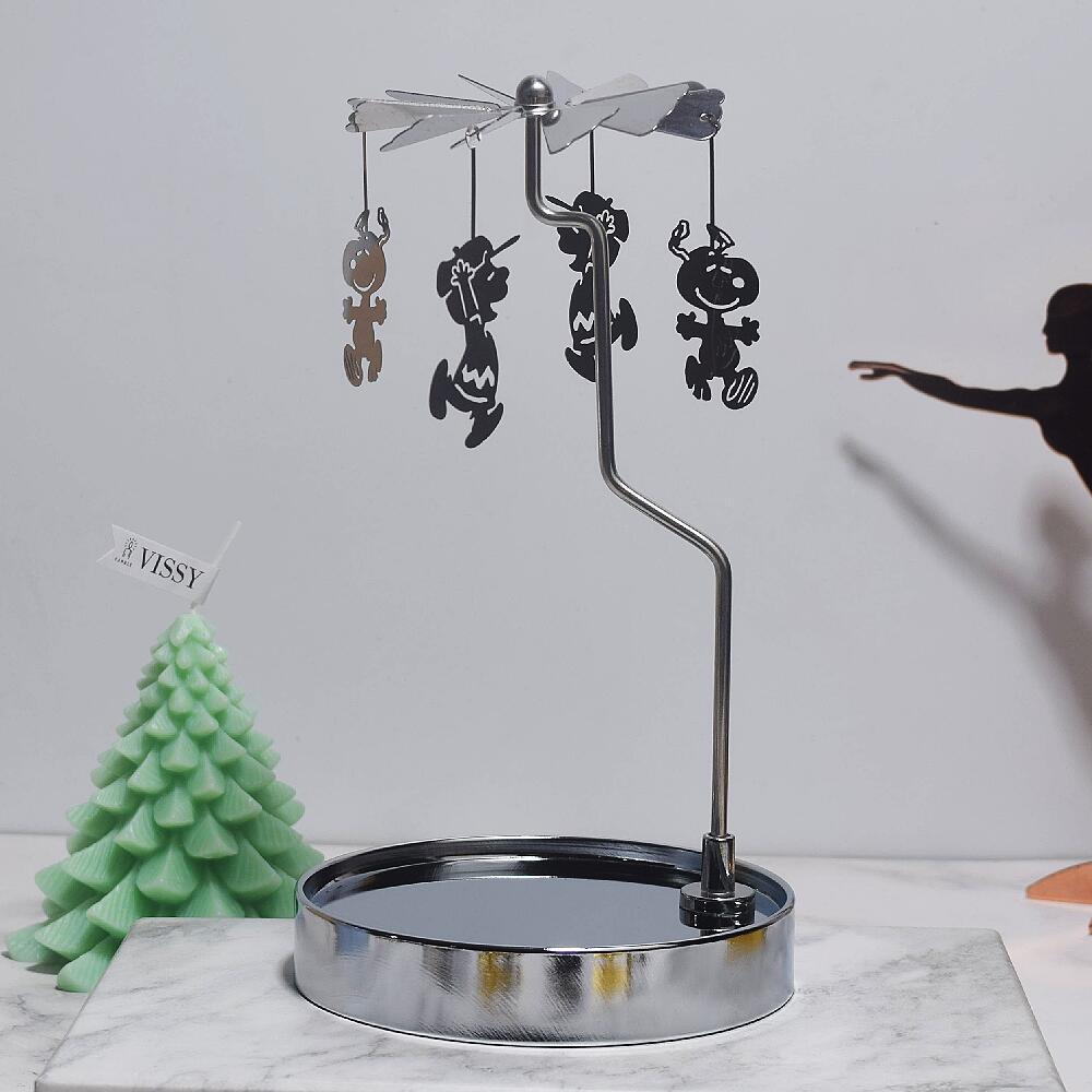 Fuente fabricante al por mayor Amazon INS bandeja redonda de acero inoxidable linterna giratoria giratoria candelabro de aromaterapia giratoria