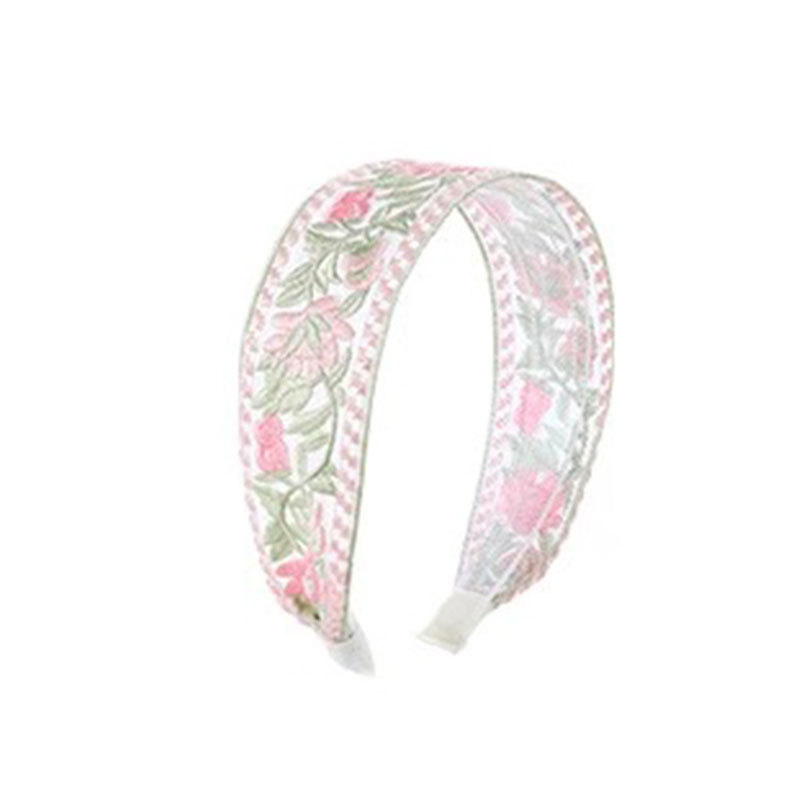 Nuevo estilo chino bordado flores para niños bandas de cabello niñas sensación de alto nivel de estilo nacional tela de flores de bordes anchos sin estrangular la cabeza