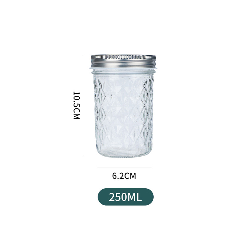 Tapa dividida caviar sub-botella de vidrio botella de mermelada de miel al por mayor transparente sellado almacenamiento doméstico puede botella