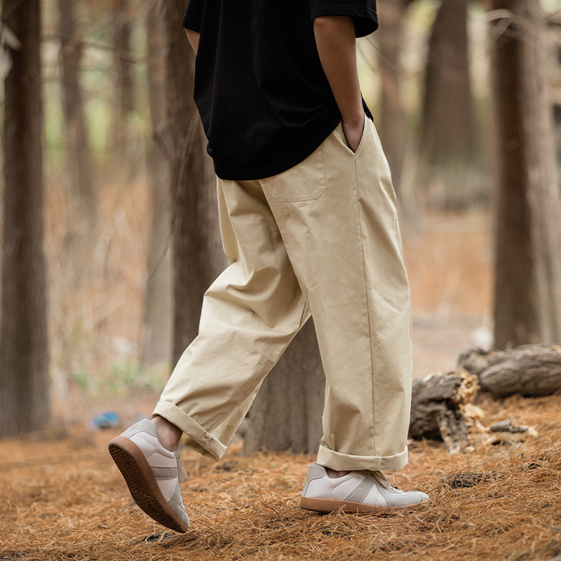 Pantalones casuales sueltos drapeados para hombres Hanlu primavera para hombres nuevos pantalones largos rectos plisados de la marca de moda japonesa retro q