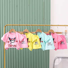 女童夏装薄款短袖套装2026新款儿童洋气韩版卡通两件套衣服外穿潮