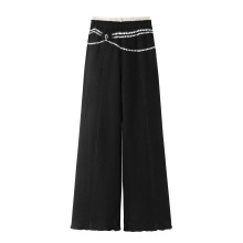 现货2025冬新款挂链提花装饰微喇针织休闲裤FF25D11ZP057