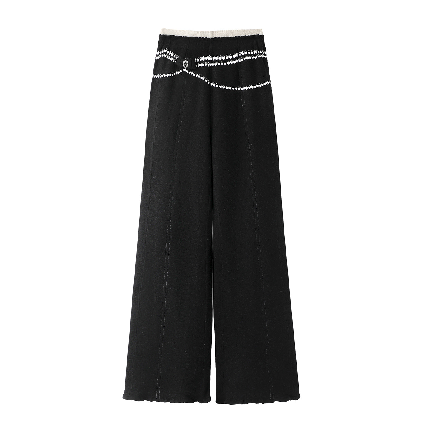 现货2025冬新款挂链提花装饰微喇针织休闲裤FF25D11ZP057