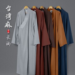 Xuanshuo 修道服夏薄いロングコート修道僧リネンコート男性と女性のためのマスター僧侶僧服通気性