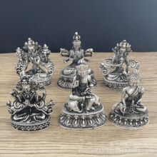 古玩批发藏传镀银千手观音绿度母药师佛复古供奉佛像菩萨口袋佛