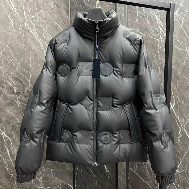 经典图案压印鹅绒男士立领冬装保暖羽绒服外套men feather coat|undefined