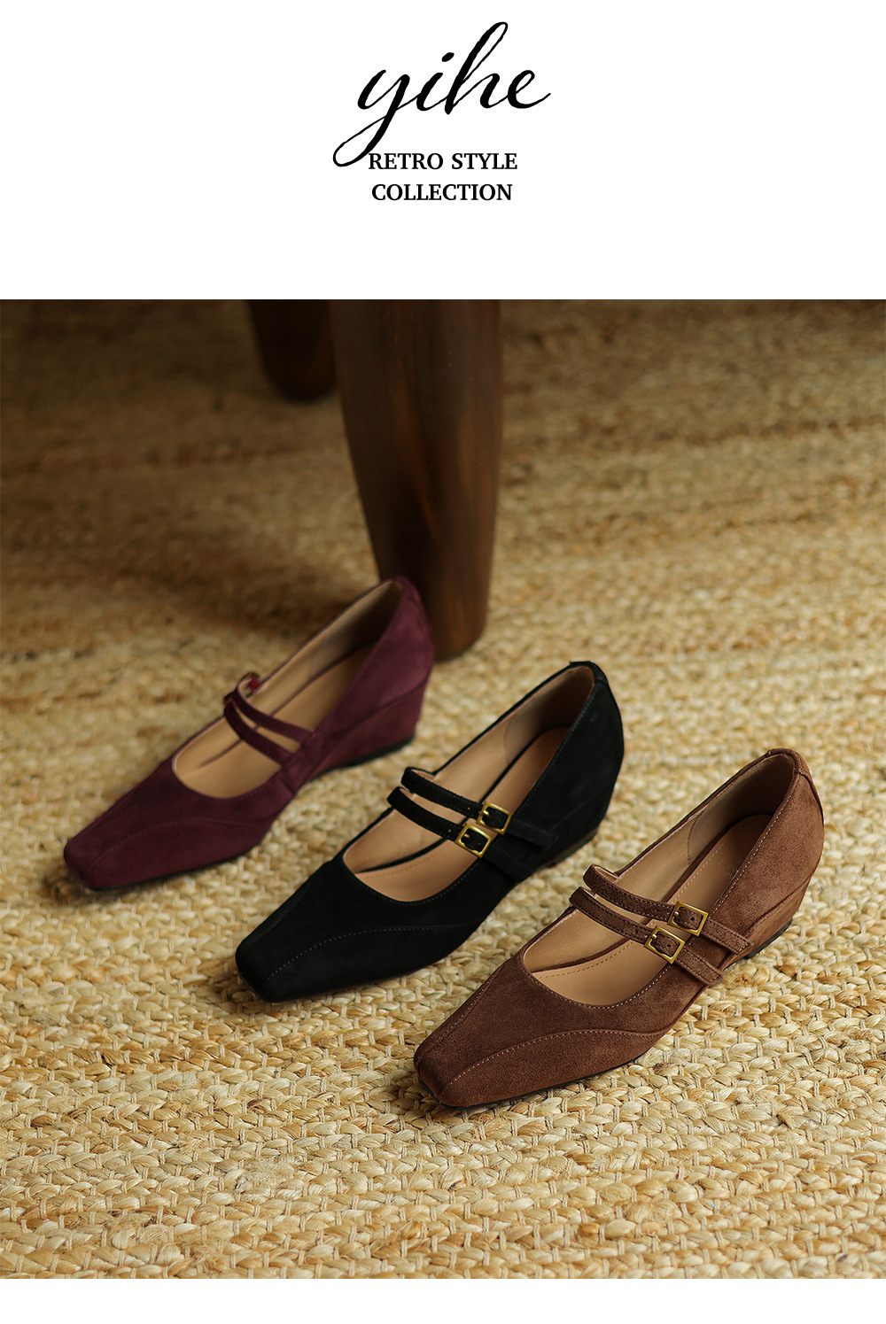 Giày Mary Jane nữ quai ngang đế xuồng phong cách Hàn Quốc retro — Màu nâu chi tiết 19