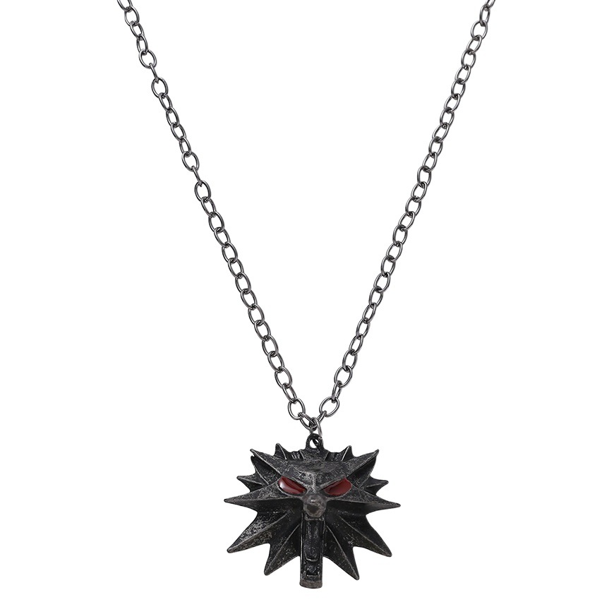 Witcher3 asistente 3 caza loco personalidad cabeza de Lobo los hombres aleación colgante collar europeo y americano juego accesorios periféricos