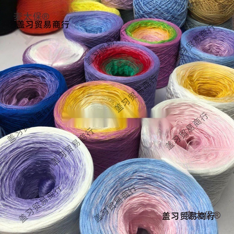 有机蕾丝绵混股妖精线手绕蛋糕线渐变长段染春夏披肩围巾毛麦太保