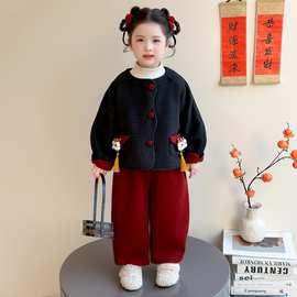 女小童拜年服冬装2026新款儿童新中式喜庆唐装女宝宝过年服两件套